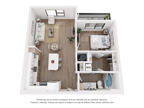 a 1 bedroom floor plan with a bathroom and a bedroom